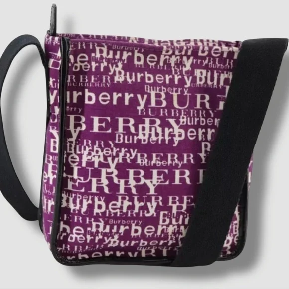 Burberry Logo Print Crossbody Bag in Purple White and Black Graffiti Rare Small
